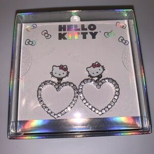 Hello Kitty Sparkling Silver Heart Earrings